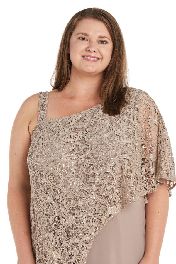 R&m Richards Asymmetric Evening Jumpsuit With Lace And Sequins - Plus