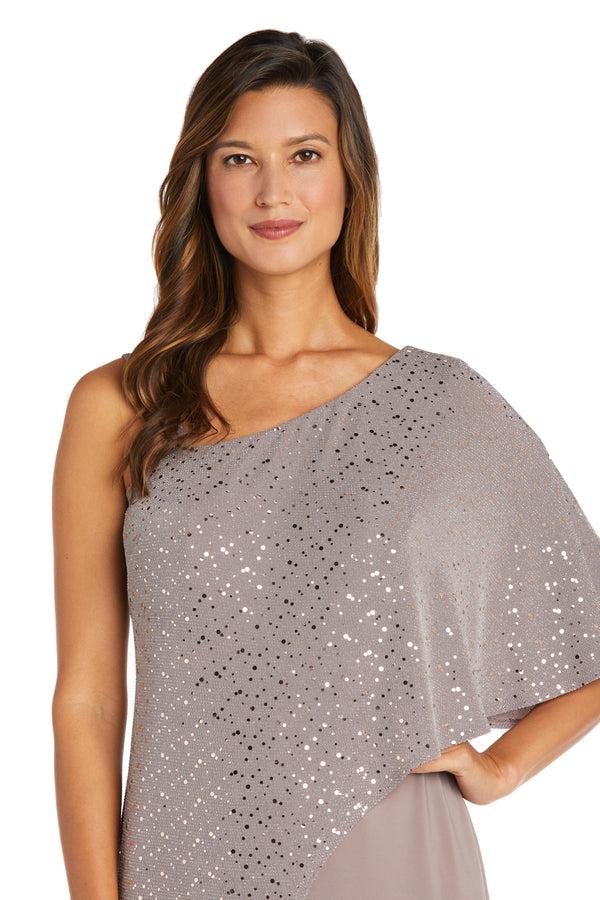 R&m Richards Asymmetric Jumpsuit With Sequined Overlay And Draped Shoulder