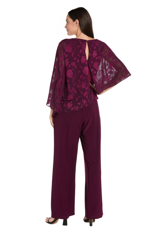 R&m Richards Asymmetrical Jumpsuit With Jacquard Poncho Top