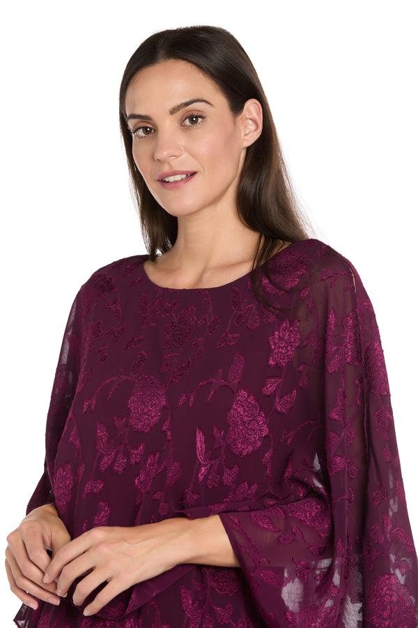 R&m Richards Asymmetrical Jumpsuit With Jacquard Poncho Top