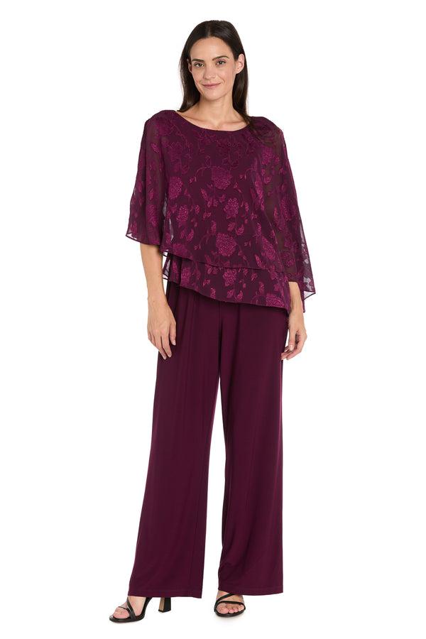 R&m Richards Asymmetrical Jumpsuit With Jacquard Poncho Top