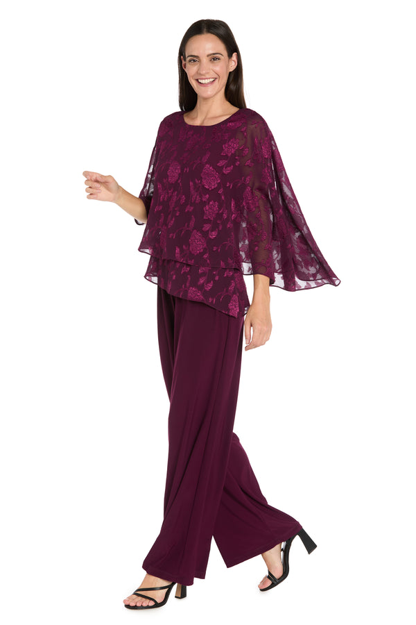 r&m richards Asymmetrical Jumpsuit with Jacquard Poncho Top