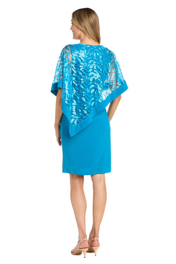R&m Richards Asymmetrical Sequin Patterned Poncho Dress