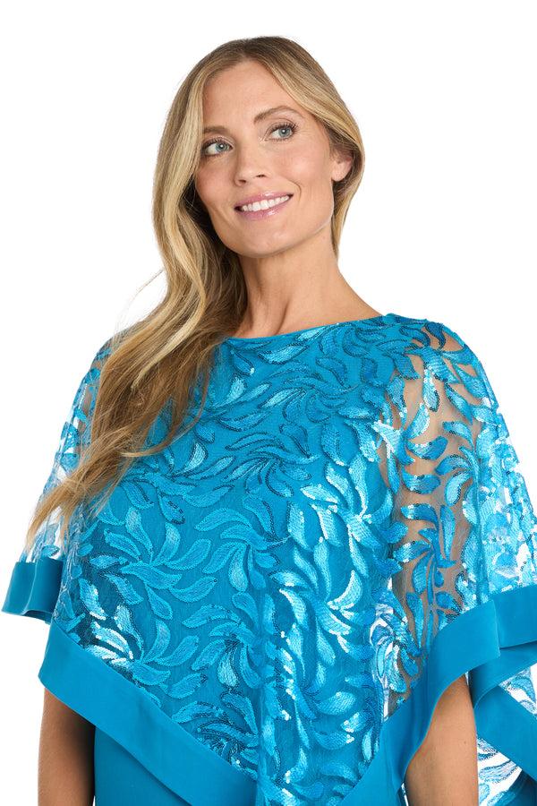 R&m Richards Asymmetrical Sequin Patterned Poncho Dress