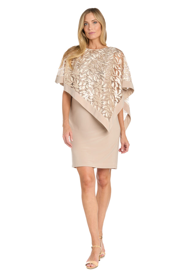 R&m Richards Asymmetrical Sequin Patterned Poncho Dress