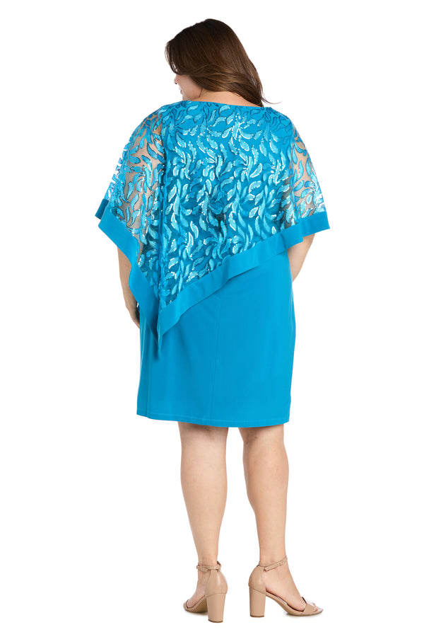 R&m Richards Asymmetrical Sequin Patterned Poncho Dress - Plus