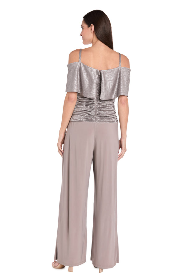 R&m Richards Banded Cold Shoulder Strap Detail Ruched Jumpsuit