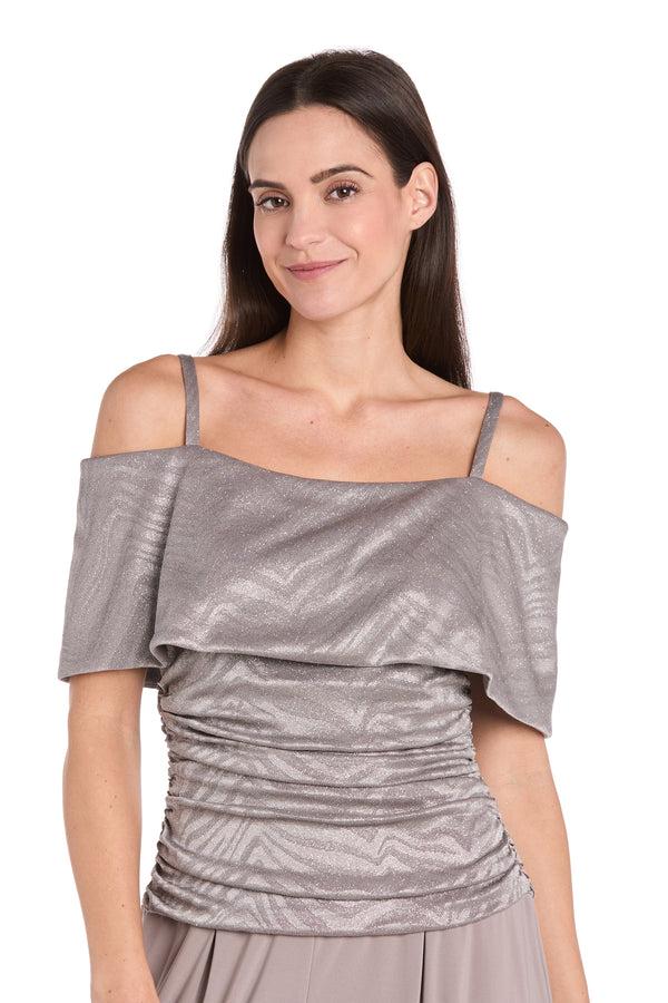 R&m Richards Banded Cold Shoulder Strap Detail Ruched Jumpsuit