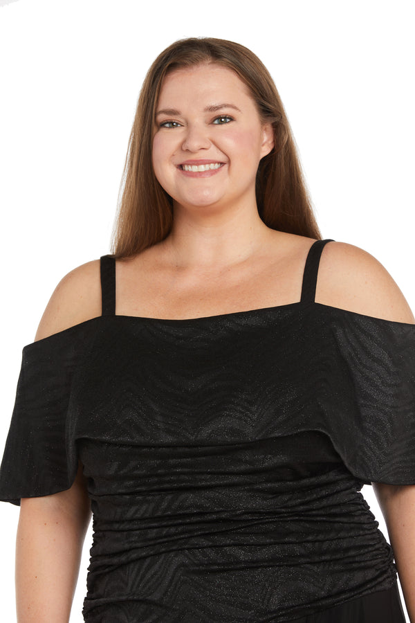 R&m Richards Banded Cold Shoulder Strap Detail Ruched Jumpsuit - Plus