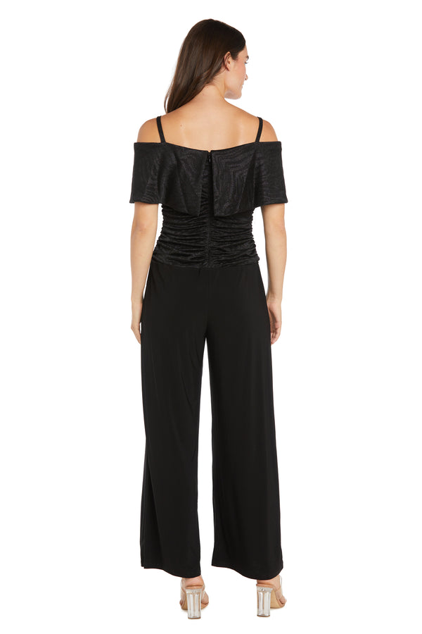 R&m Richards Banded Cold Shoulder Strap Detail Ruched Jumpsuit - Petite