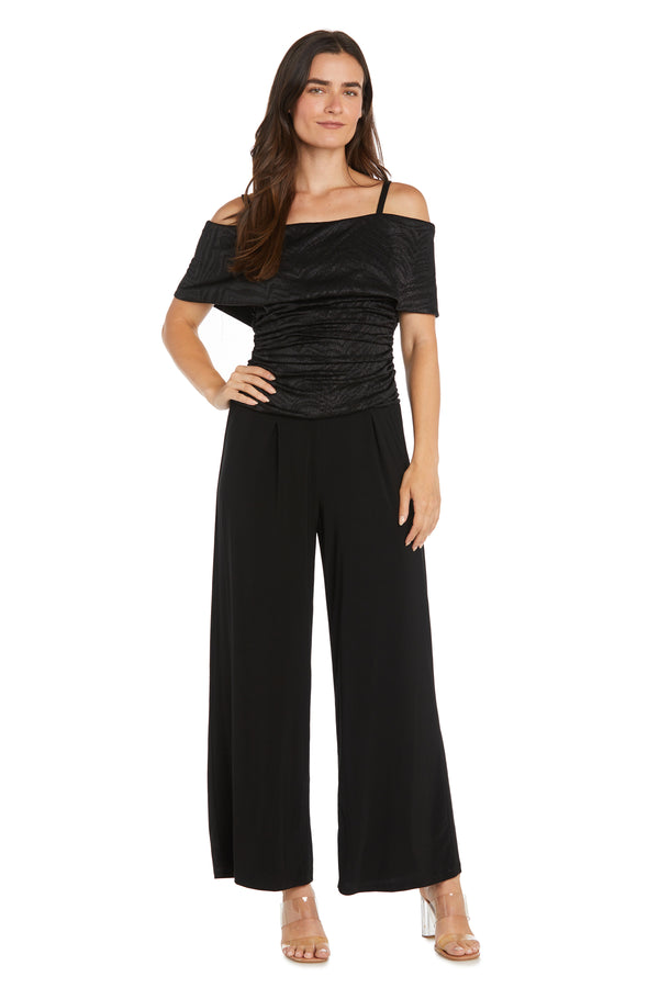 r&m richards Banded Cold Shoulder Strap Detail Ruched Jumpsuit - Petite