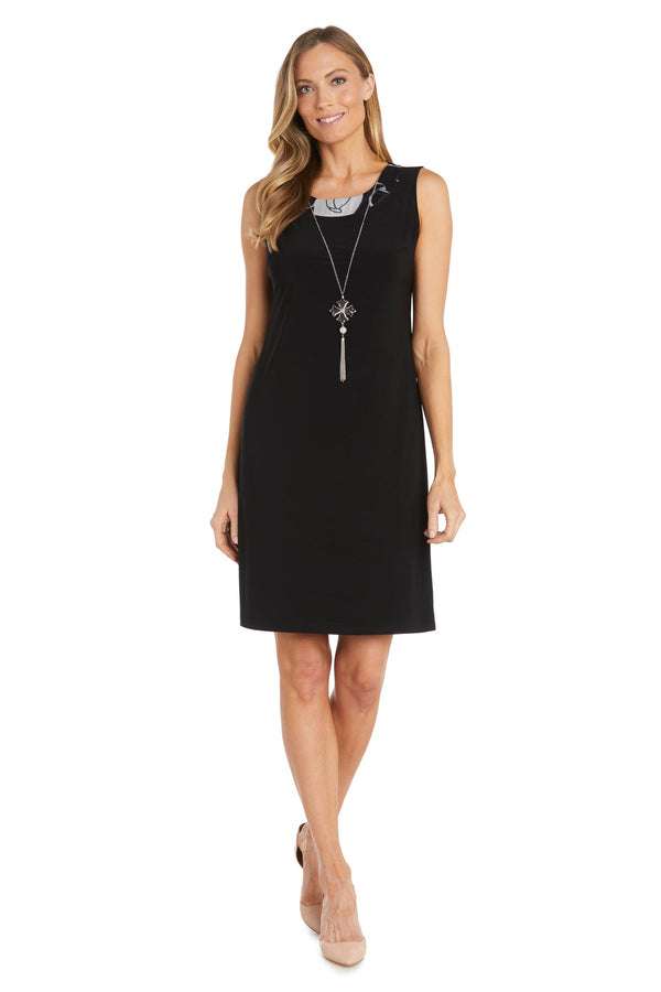 R&m Richards Black And White Floral Patterned Jacket Dress - Petite