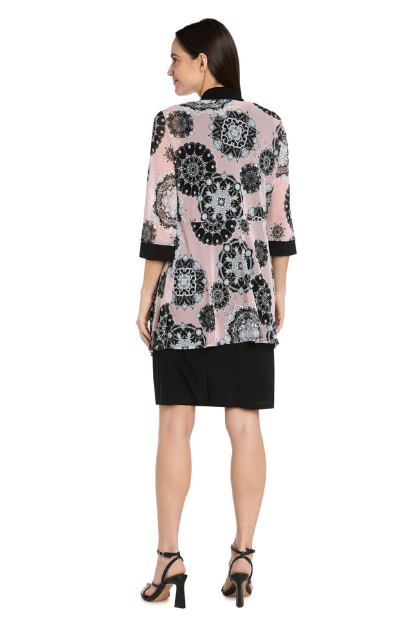 R&m Richards Black & Pink Printed Jacket Dress - Petite