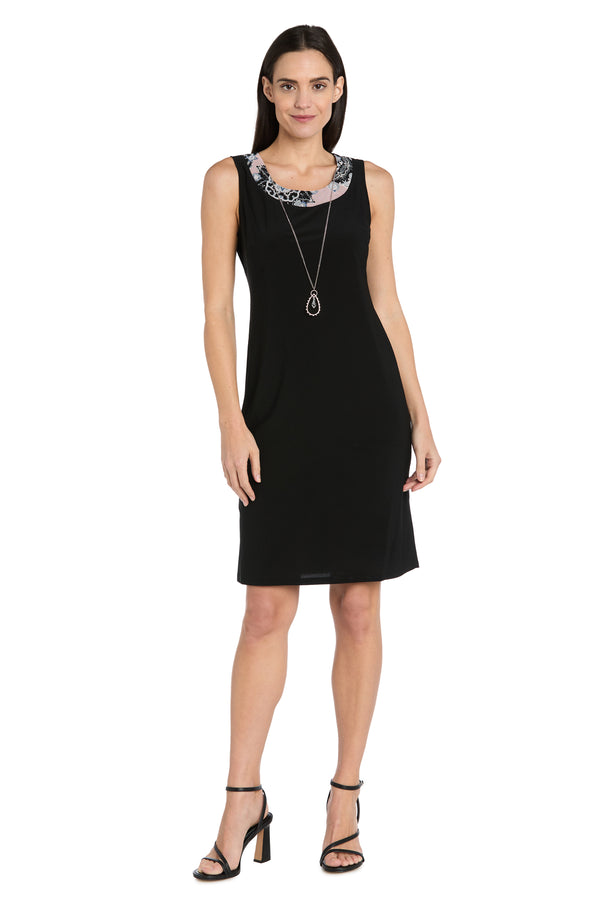 R&m Richards Black & Pink Printed Jacket Dress - Petite