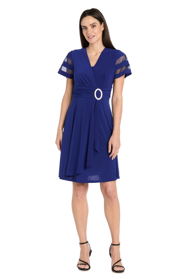 r&m richards Cascade Cocktail Dress With Rhinestone Buckle - Petite