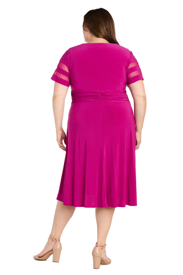 R&m Richards Cascade Cocktail Dress With Rhinestone Buckle - Plus