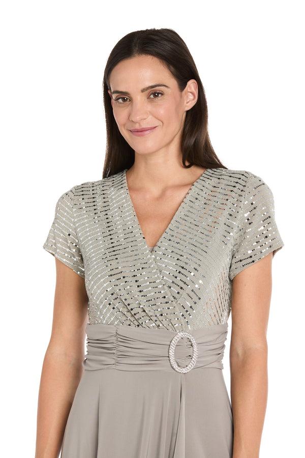 R&m Richards Cascade Wrap Dress With Rhinestone Buckle