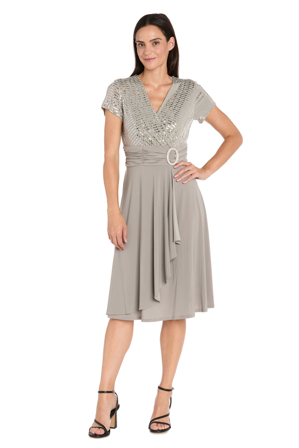 r&m richards Cascade Wrap Dress with Rhinestone Buckle