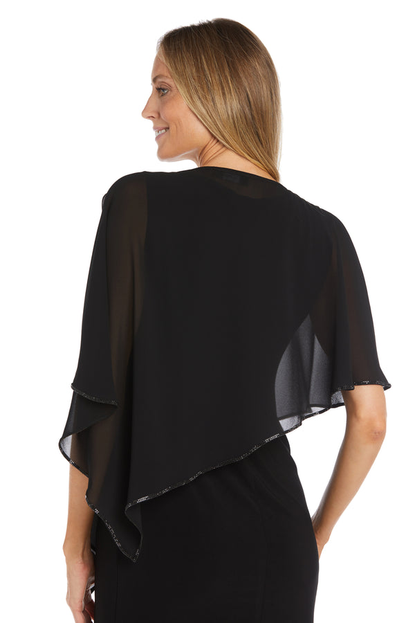 R&m Richards Chiffon Poncho With Rhinestone Trim Around The Edges