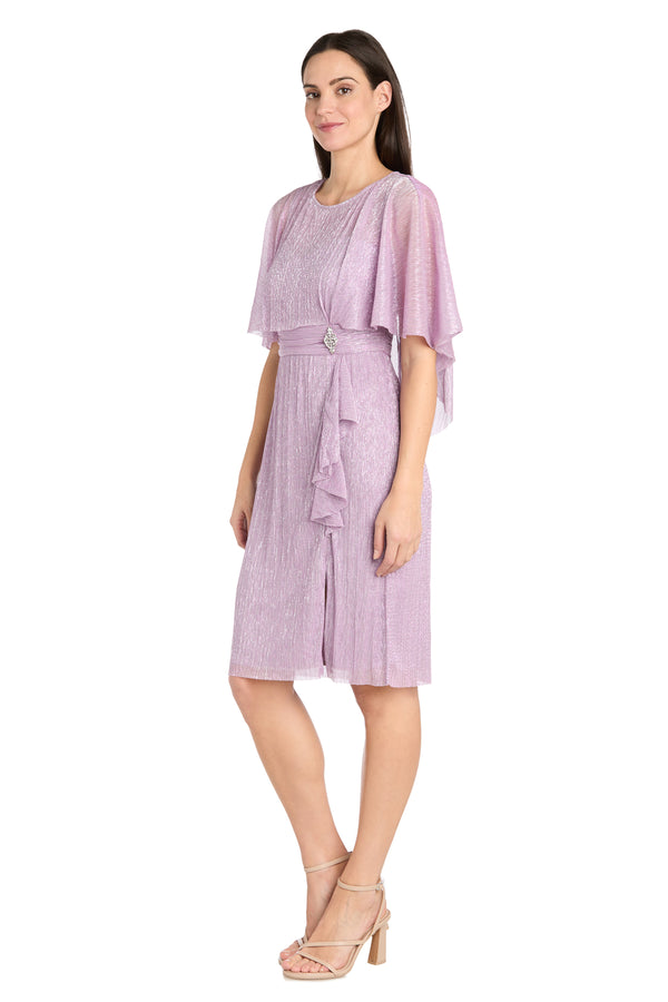 R&m Richards Cocktail Caplet Dress With Rhinestone And Ruffle Side Detail