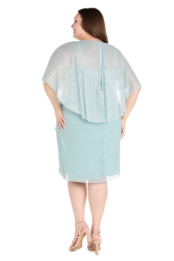 R&m Richards Cocktail Caplet Dress With Rhinestone And Ruffle Side Detail - Plus