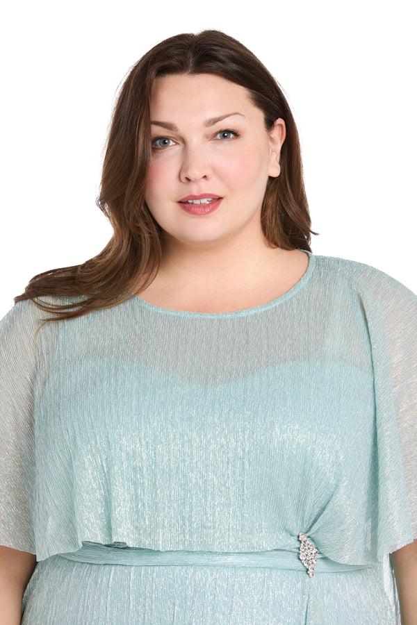 R&m Richards Cocktail Caplet Dress With Rhinestone And Ruffle Side Detail - Plus