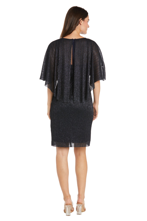 R&m Richards Cocktail Caplet Dress With Rhinestone And Ruffle Side Detail - Petite