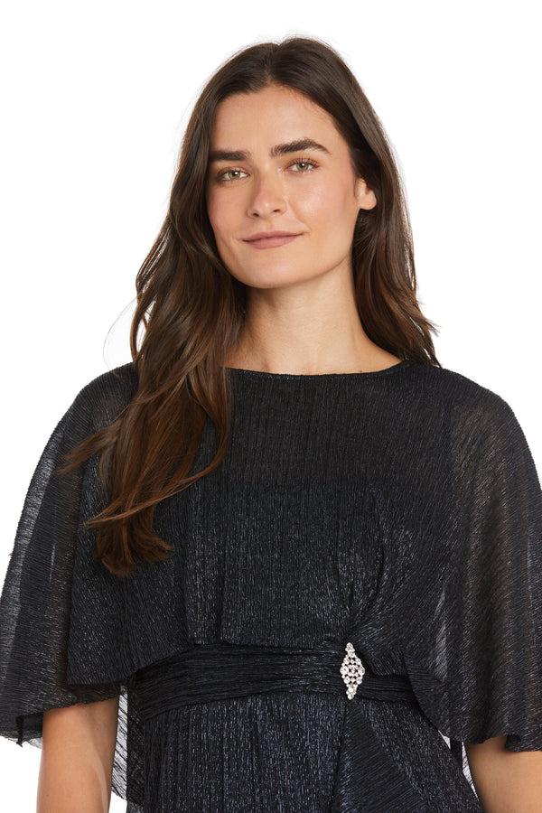 R&m Richards Cocktail Caplet Dress With Rhinestone And Ruffle Side Detail - Petite