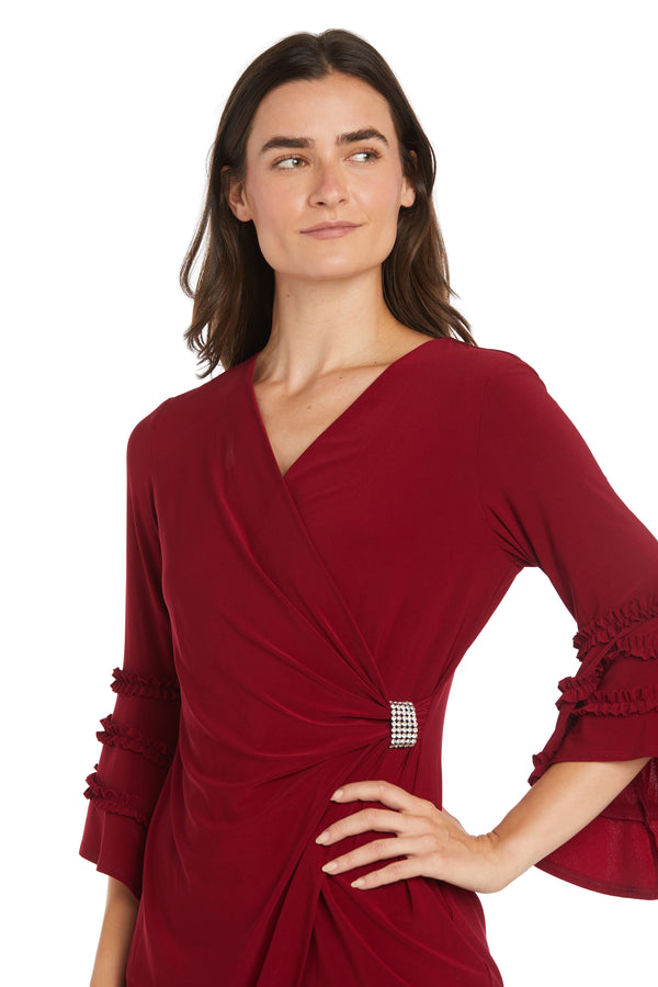 R&m Richards Cocktail Dress With Beautiful Rhinestone Detail And Ruffle Sleeves