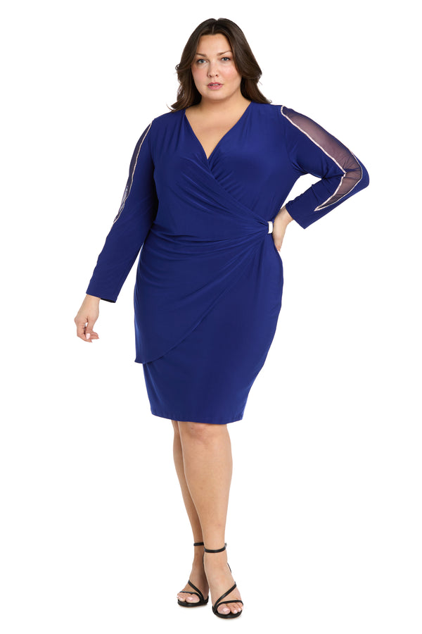 R&m Richards Cocktail Dress With Rhinestone Arm Detail & Sheer Inserts - Plus