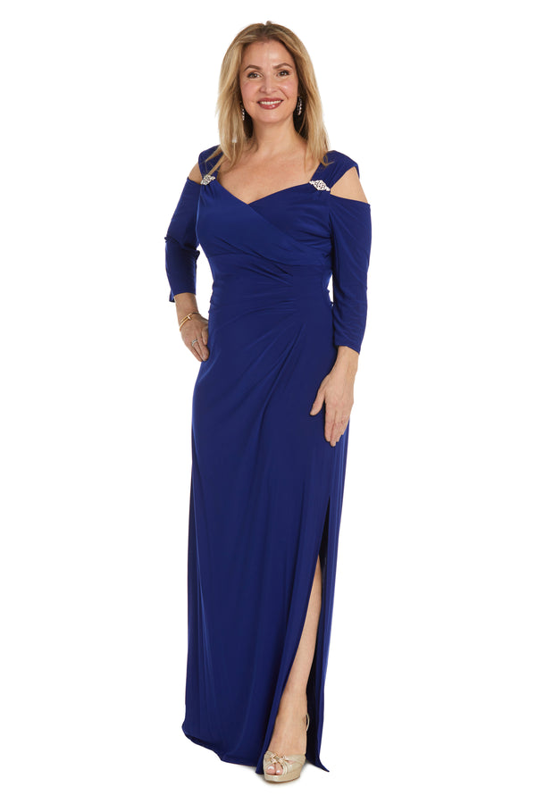 R&m Richards Column Evening Gown With Off The Shoulder Cutouts