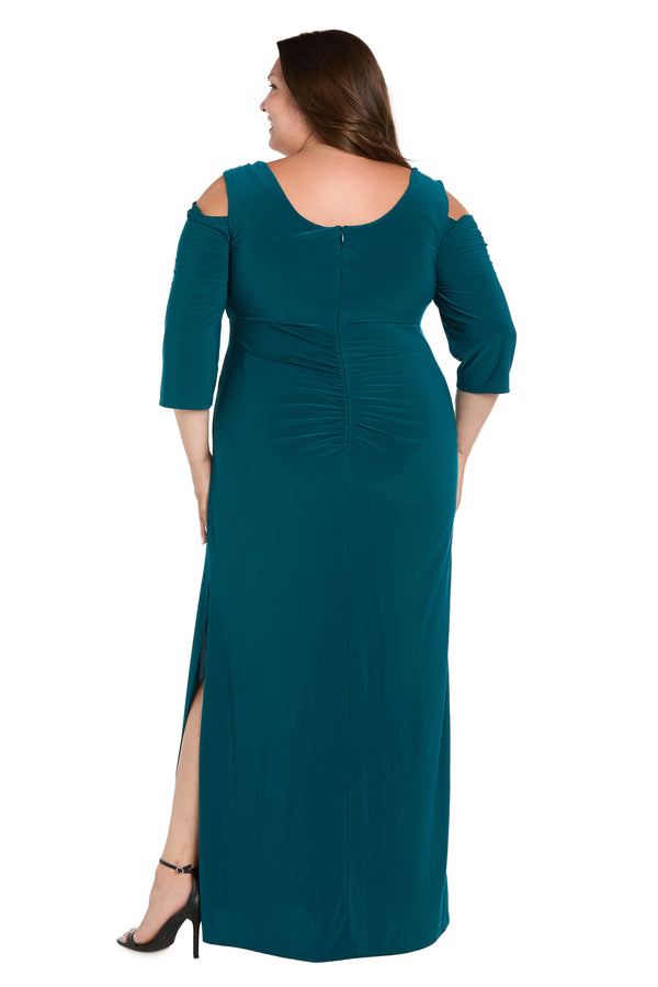 R&m Richards Column Evening Gown With Off The Shoulder Cutouts - Plus