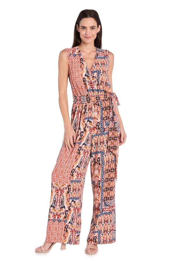 r&m richards Copper & Denim Patterned Cross-Over Jumpsuit