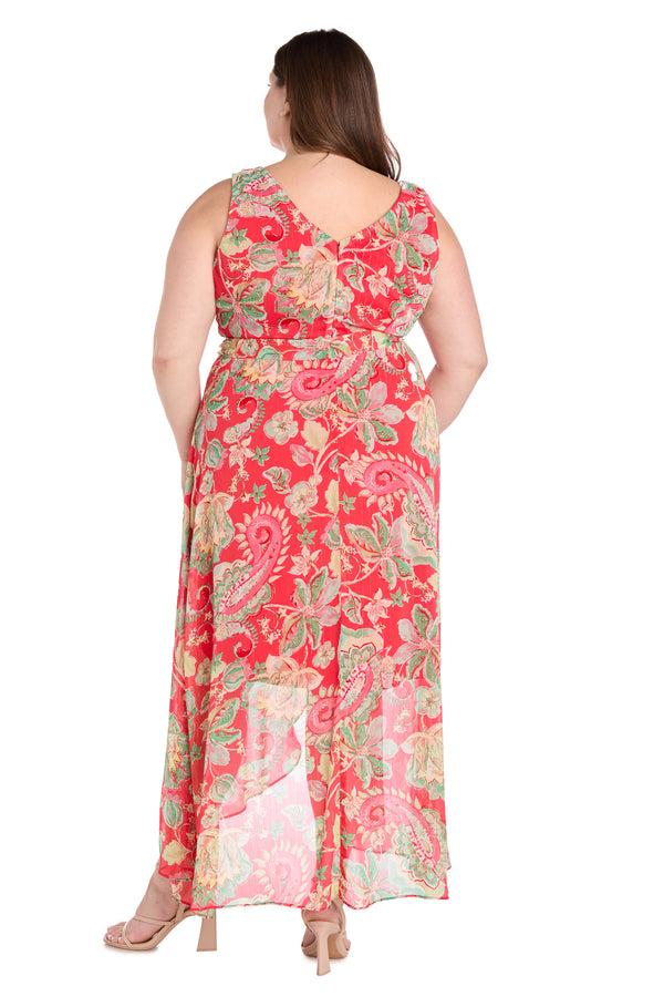 R&m Richards Coral Green High-Low Chiffon Dress - Plus