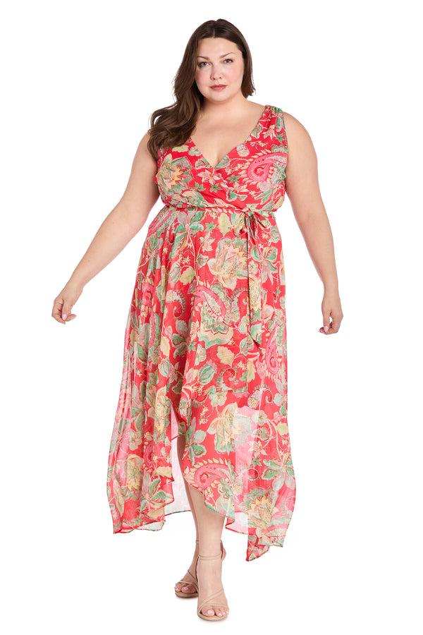 r&m richards Coral Green High-Low Chiffon Dress - Plus
