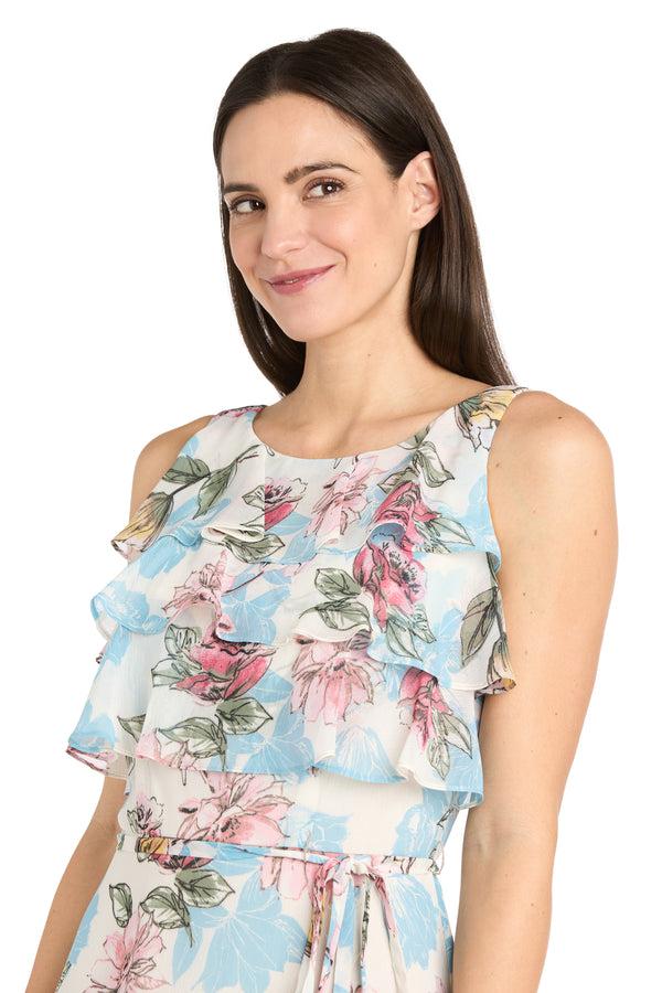 R&m Richards Daytime Maxi Dress Featuring A Ruffle Top And Flowy Skirt