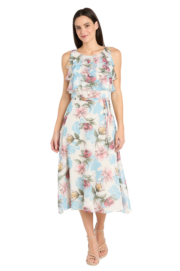 R&m Richards Daytime Maxi Dress Featuring A Ruffle Top And Flowy Skirt