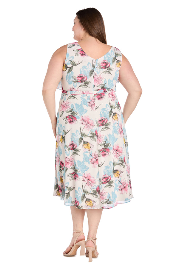 R&m Richards Daytime Maxi Dress Featuring A Ruffle Top And Flowy Skirt - Plus
