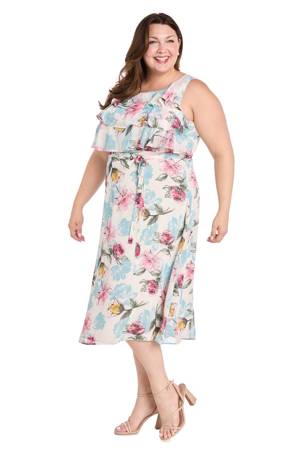 R&m Richards Daytime Maxi Dress Featuring A Ruffle Top And Flowy Skirt - Plus