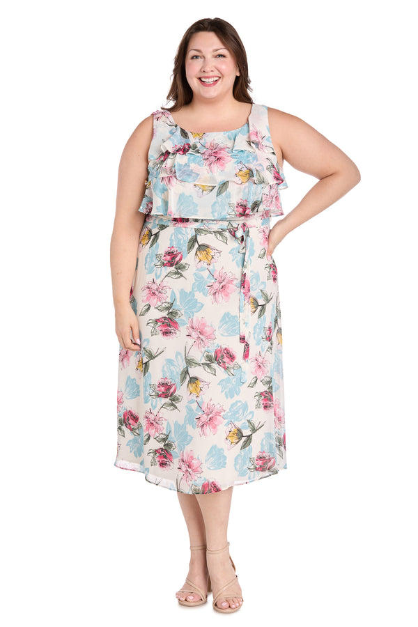 r&m richards Daytime Maxi Dress Featuring a Ruffle Top and Flowy Skirt - Plus