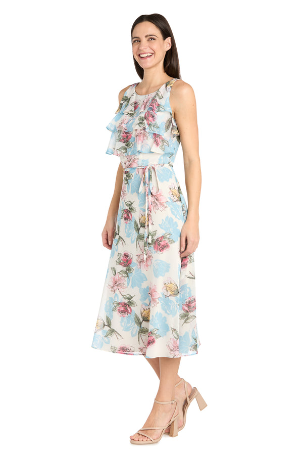 r&m richards Daytime Maxi Dress Featuring a Ruffle Top and Flowy Skirt
