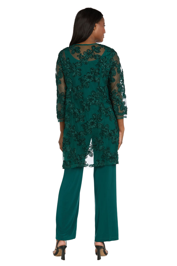 R&m Richards Delicate Floral Blossom Embroidered Pantsuit