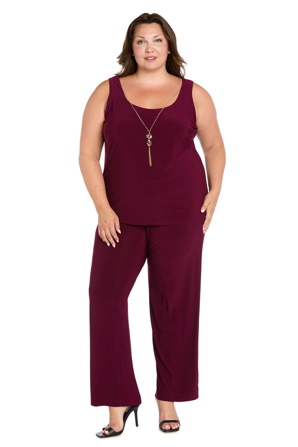 R&m Richards Delicate Floral Blossom Embroidered Pantsuit - Plus