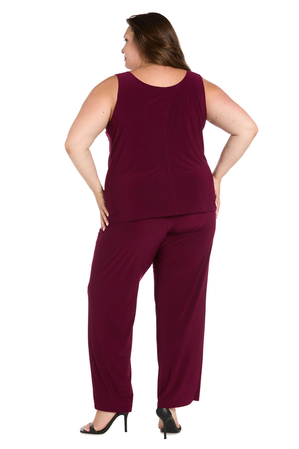 R&m Richards Delicate Floral Blossom Embroidered Pantsuit - Plus