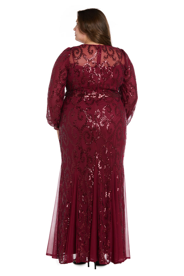 R&m Richards Delicately Embellished Sequined Gown - Plus