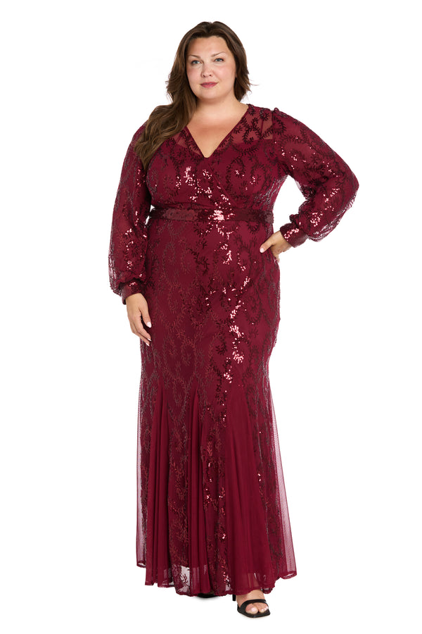 r&m richards Delicately Embellished Sequined Gown - Plus