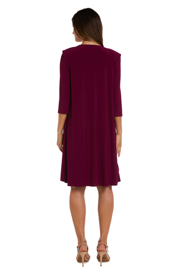 R&m Richards Double Border Puff Print Ity Jacket Dress