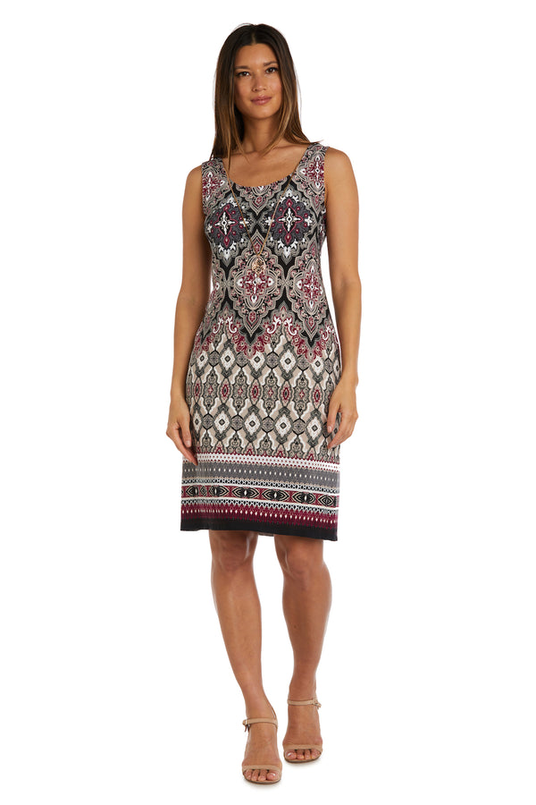 R&m Richards Double Border Puff Print Ity Jacket Dress