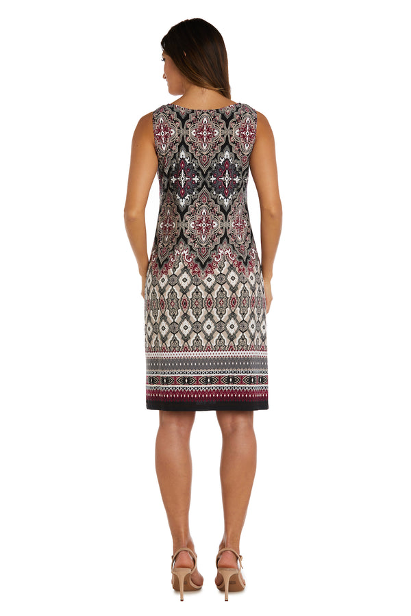 R&m Richards Double Border Puff Print Ity Jacket Dress
