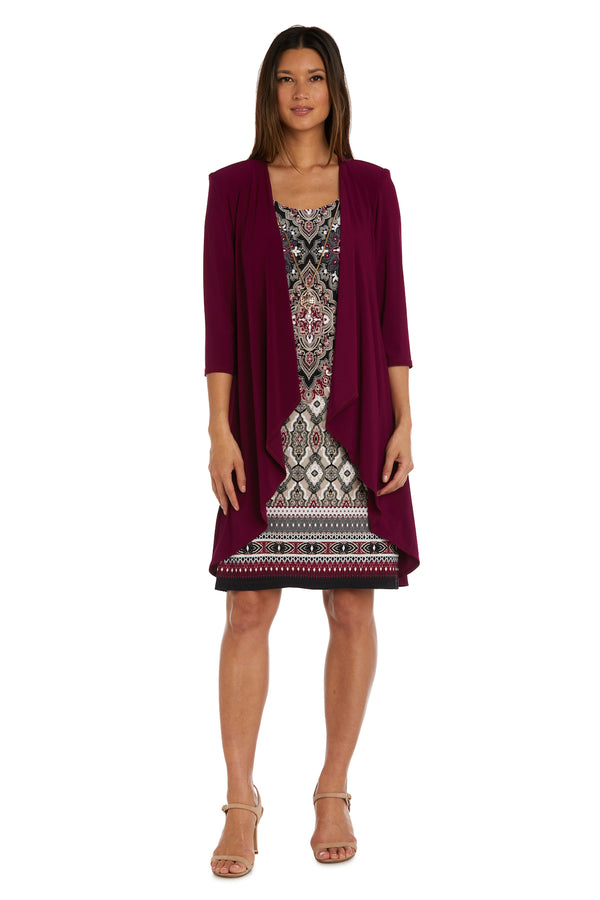 r&m richards Double Border Puff Print Ity Jacket Dress